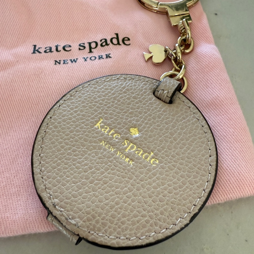 NWOT Kate Spade cream key chain bag charm with mirror - Picture 2 of 8